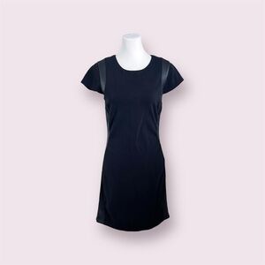 Diane von Furstenberg DVF Pele Black Sheath Dress Cap Sleeve Leather Wm’s Sz 10
